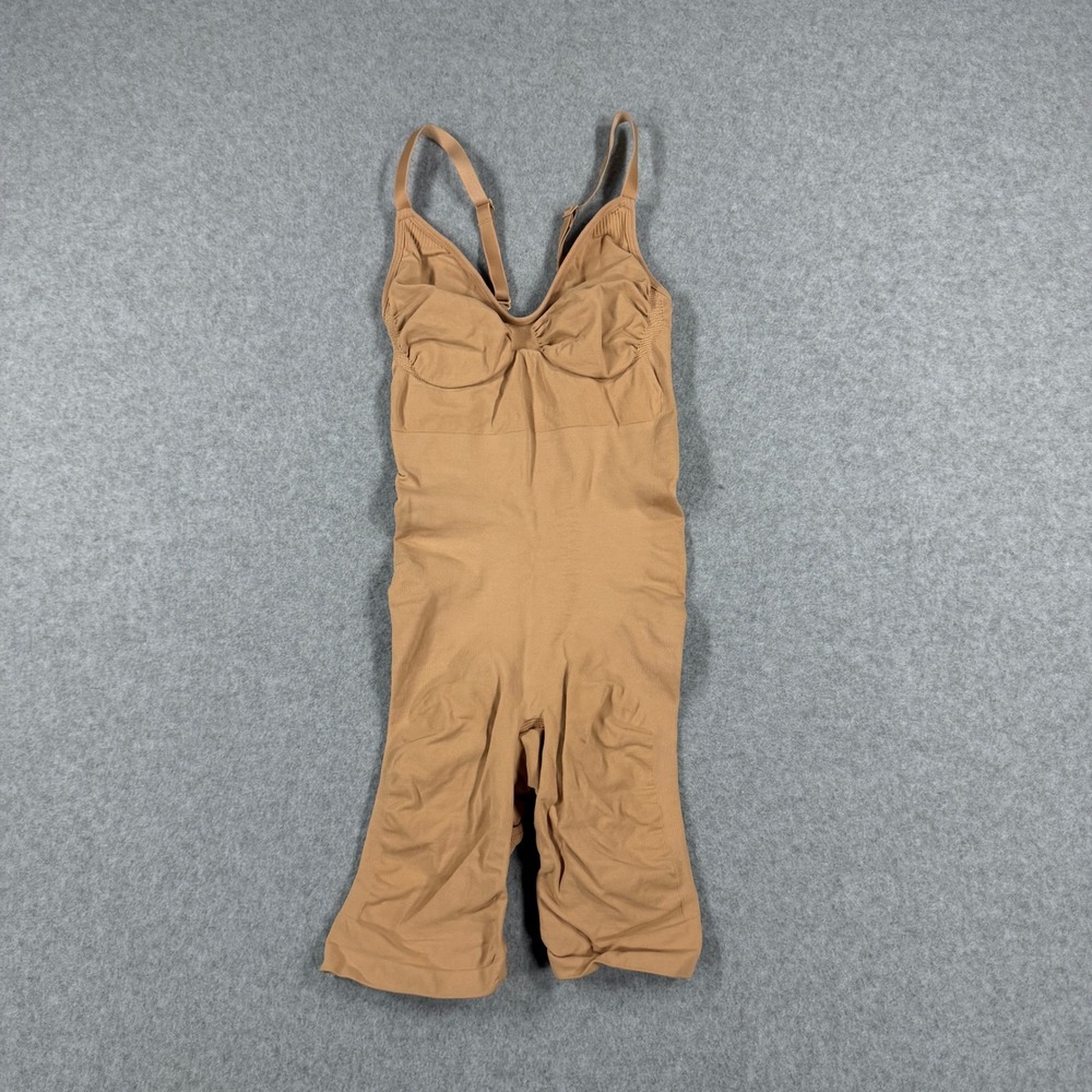 SKIMS Sculpting Mid Thigh Bodysuit Womens L/XL Ochre Tan Seamless Shapewear